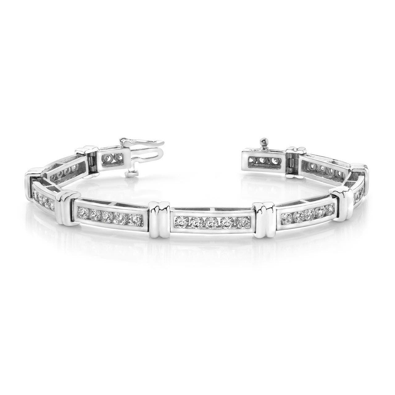 4 Kt Echt Diamantarmband Mit Runder Kanalfassung Aus Weißgold Schmuck