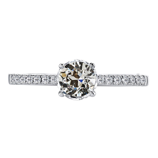 Old Mine Cut Edler Diamant Ring in 14 Karat Weißgold – Hauptansicht