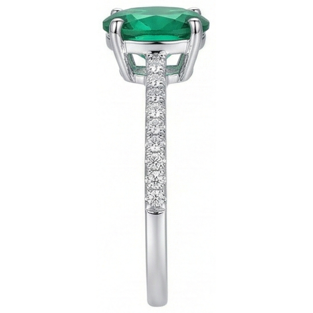 4,25 Karat Grüner Ovalschliff Smaragd-Diamant-Ring Weißgold 14K