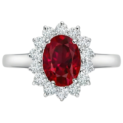 4,25 Karat Rubin und Diamanten Halo Ring Neu Weißgold 14K