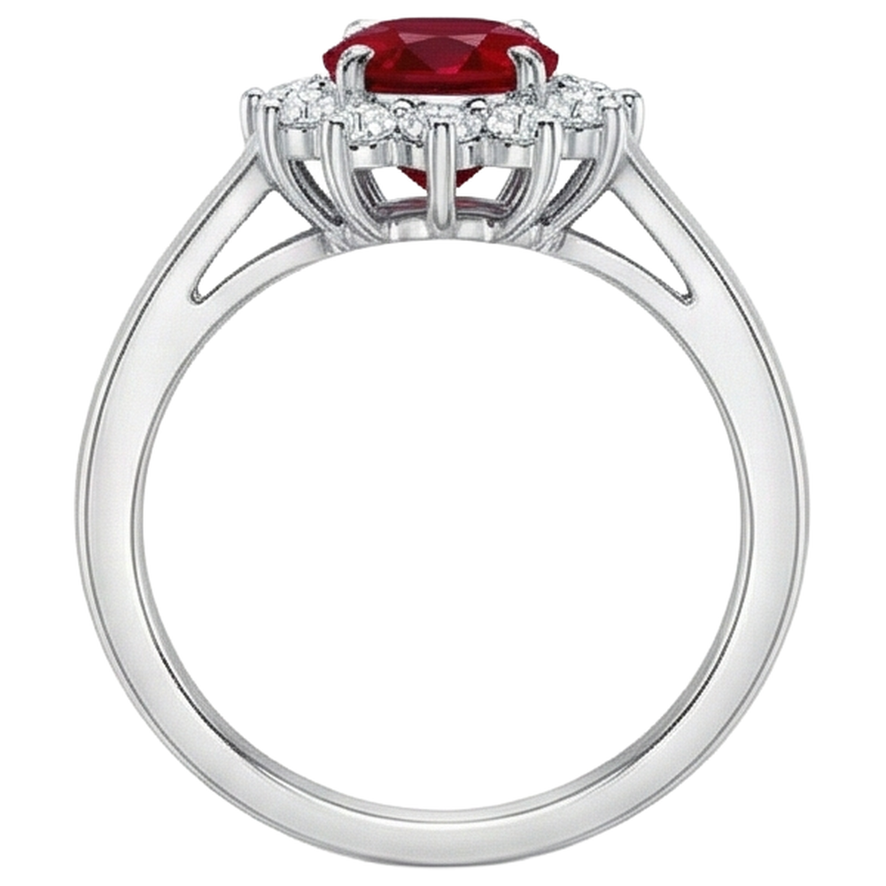 4,25 Karat Rubin und Diamanten Halo Ring Neu Weißgold 14K