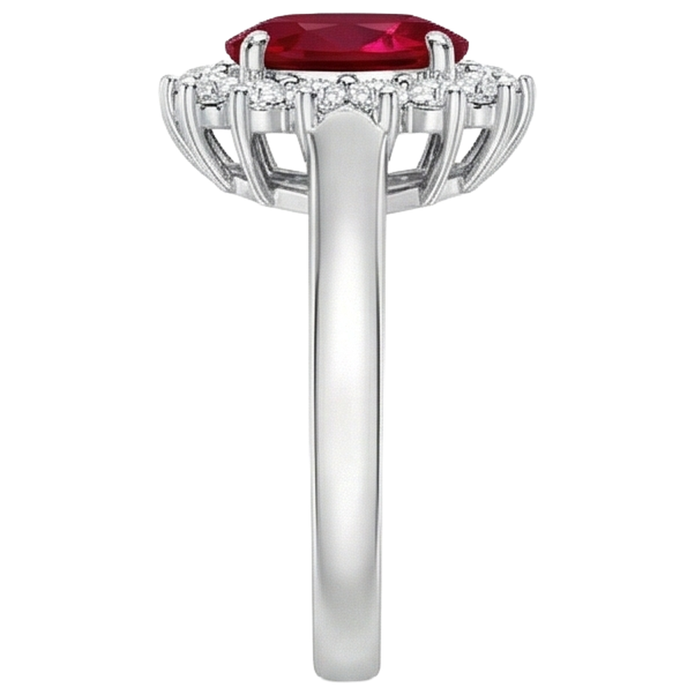 4,25 Karat Rubin und Diamanten Halo Ring Neu Weißgold 14K
