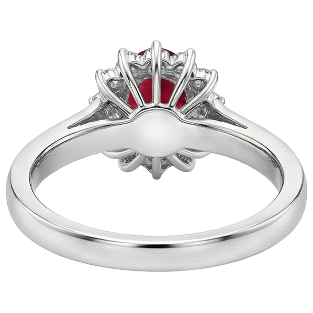 4,25 Karat Rubin und Diamanten Halo Ring Neu Weißgold 14K