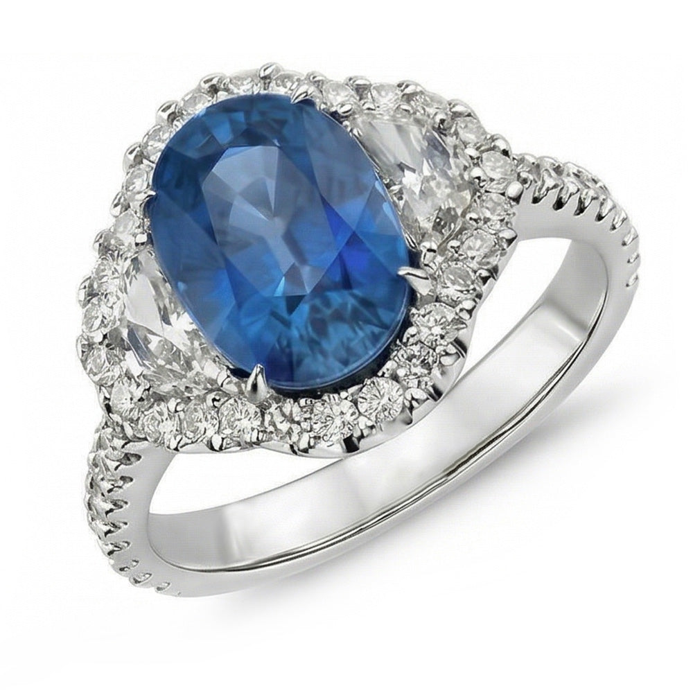 echter oval diamant 4.25Karat ring Profilansicht