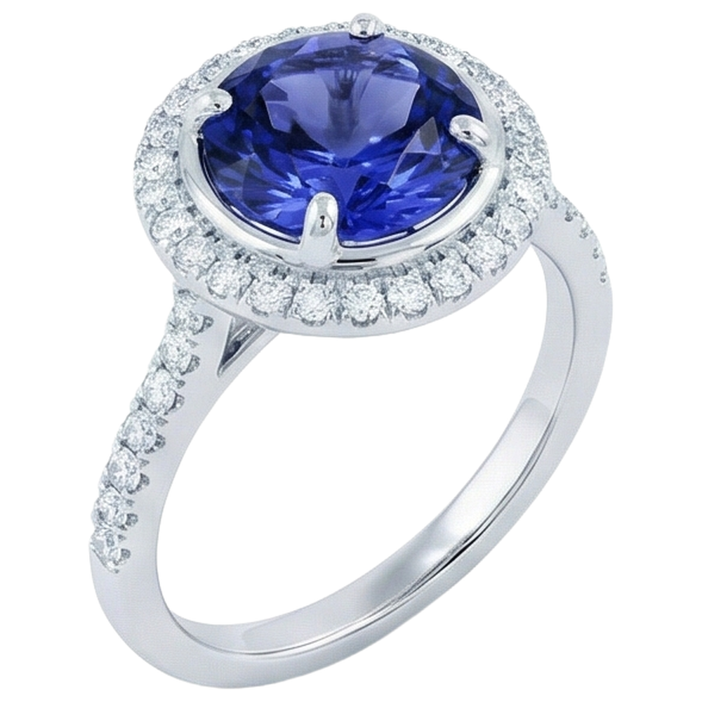 echter round diamant 4.25Karat ring Draufsicht
