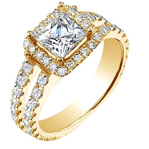 4,25 Karat Prinzessin Natürliche Diamant Verlobungsring Gelbgold 14K Split Shank