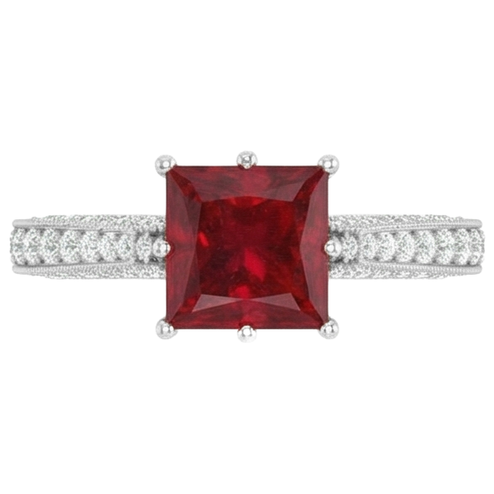 echter princess rubin 4.35Karat ring Seitenansicht