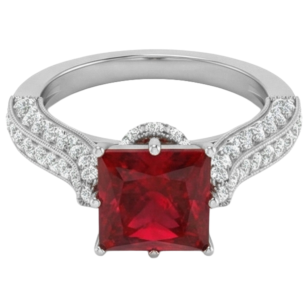 echter princess rubin 4.35Karat ring Detailansicht