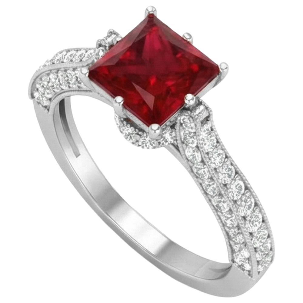echter princess rubin 4.35Karat ring Draufsicht