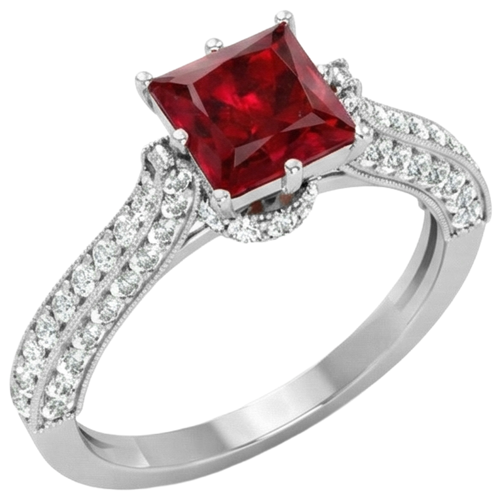 echter princess rubin 4.35Karat ring Profilansicht