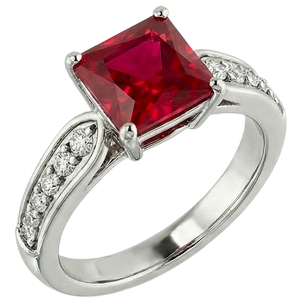 echter round rubin 4.40Karat ring Seitenansicht