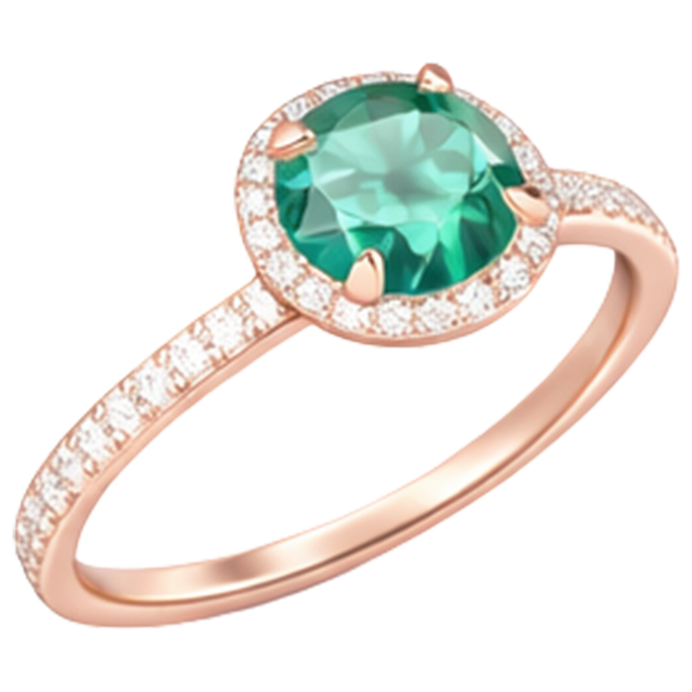 4,40 Karat runder Grön Smaragd mit Diamantring Roségold 14K