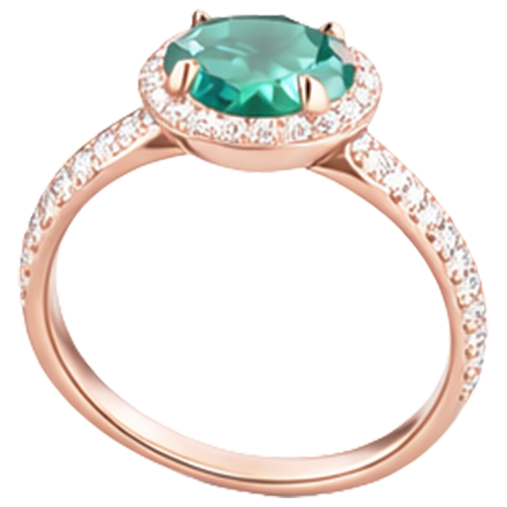 4,40 Karat runder Grön Smaragd mit Diamantring Roségold 14K
