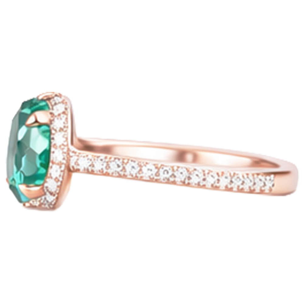 4,40 Karat runder Grön Smaragd mit Diamantring Roségold 14K