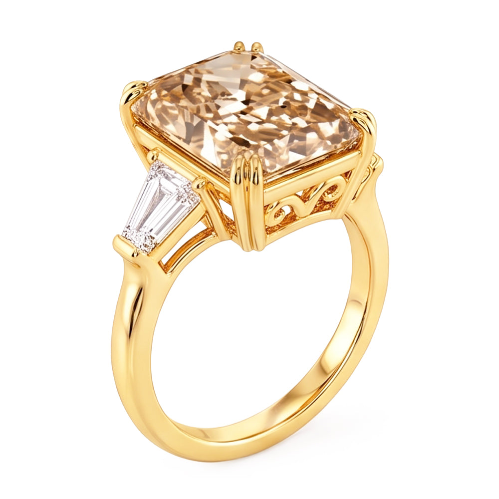 4,40 ct. Strahlender Champagner Diamantring Gelbgold 14KNeu