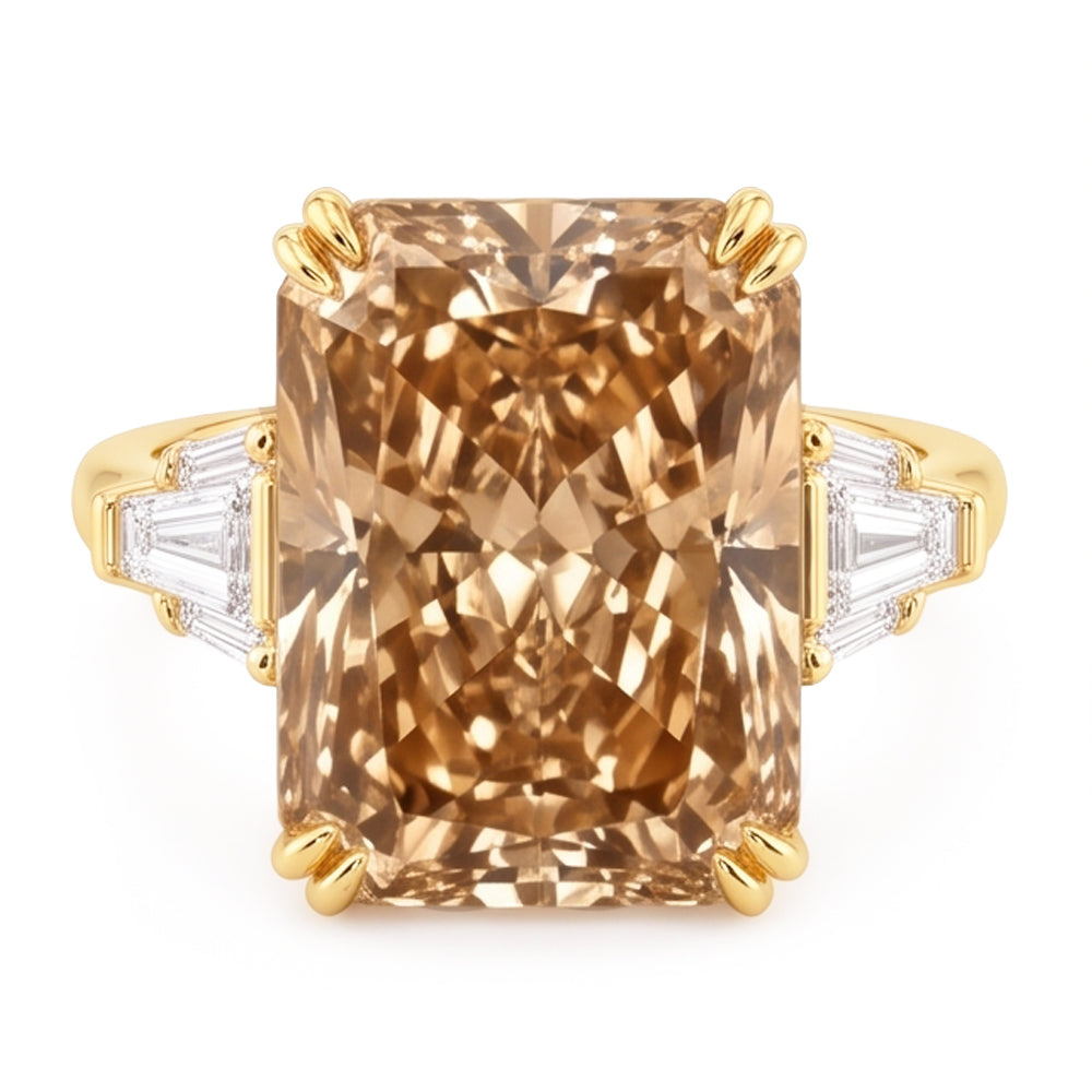 4,40 ct. Strahlender Champagner Diamantring Gelbgold 14KNeu