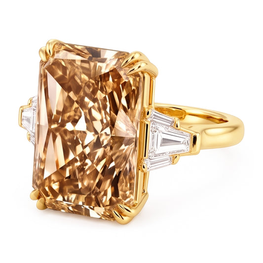 4,40 ct. Strahlender Champagner Diamantring Gelbgold 14KNeu