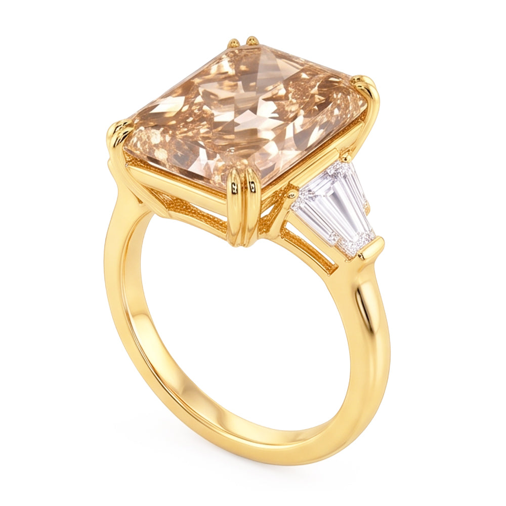 4,40 ct. Strahlender Champagner Diamantring Gelbgold 14KNeu