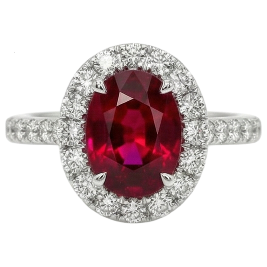 echter oval rubin 4.5Karat ring Vorderansicht