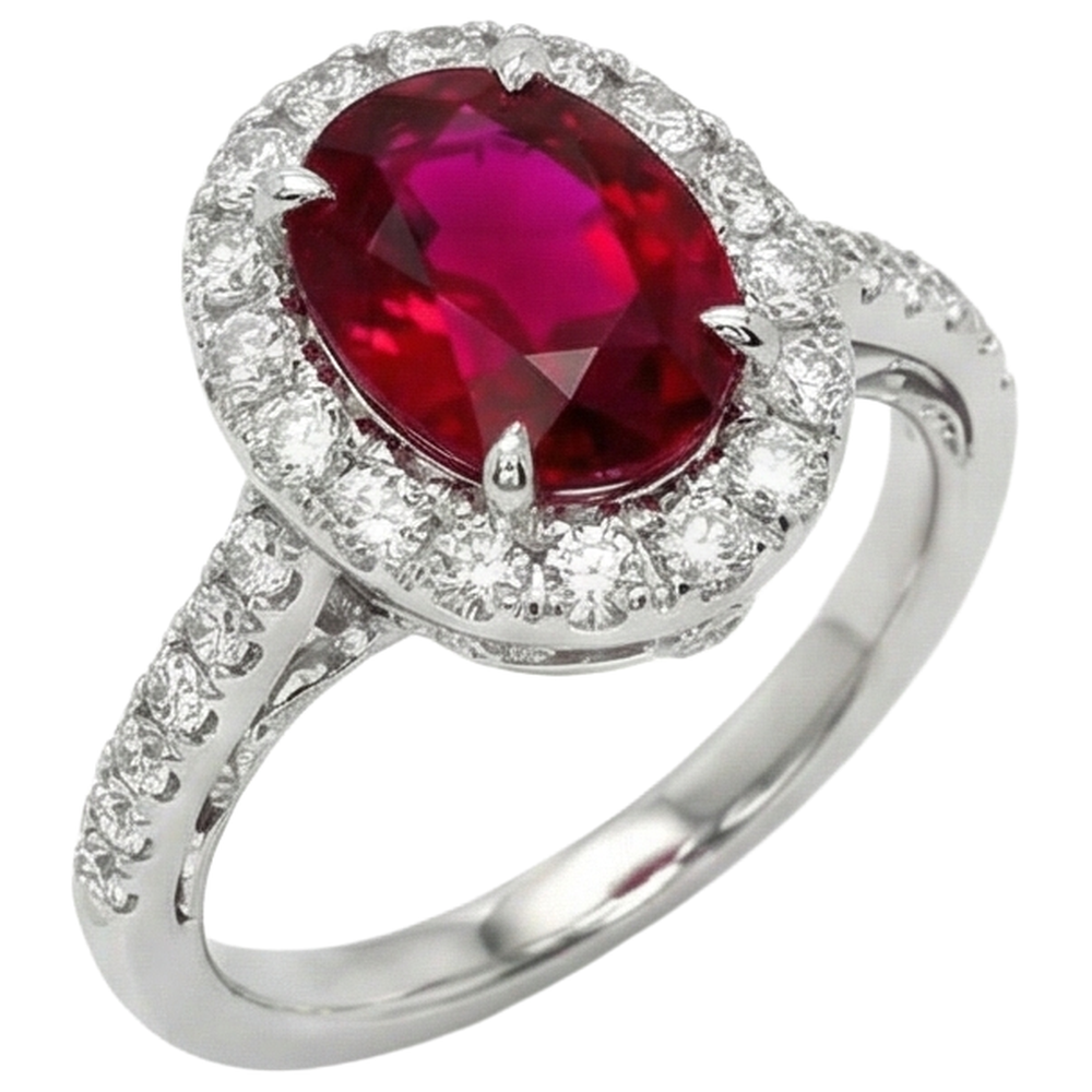 echter oval rubin 4.5Karat ring Seitenansicht