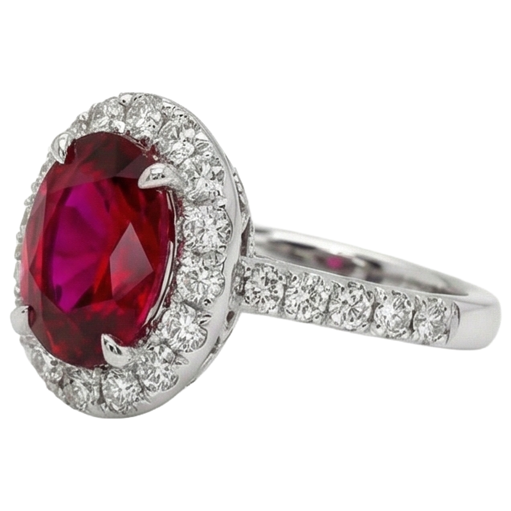 echter oval rubin 4.5Karat ring Detailansicht