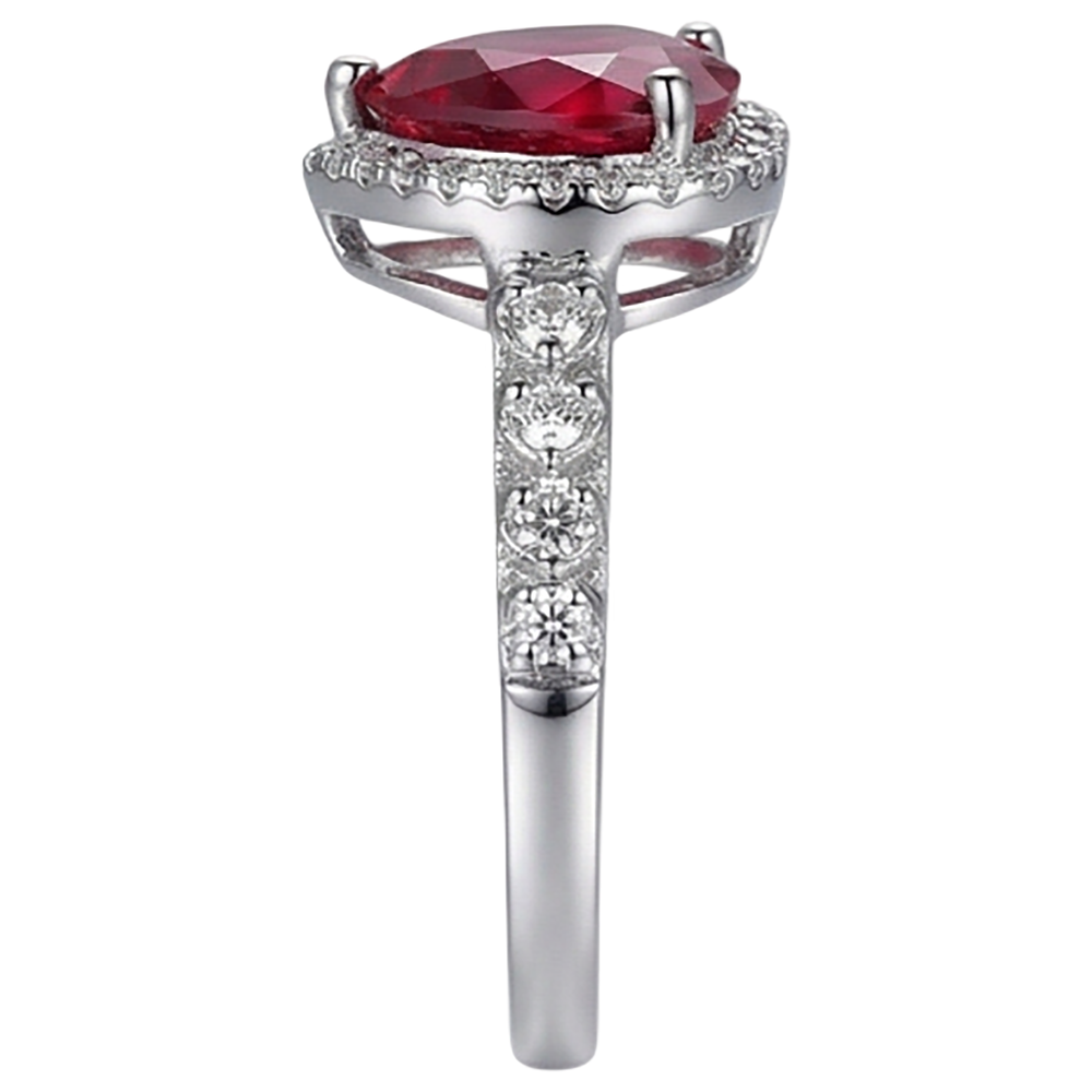 4,5 Karat Roter Herzschliff Rubin und Diamant Ring Weißgold Schmuck