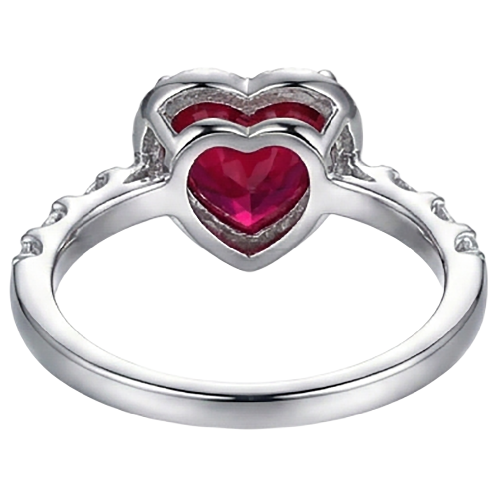 4,5 Karat Roter Herzschliff Rubin und Diamant Ring Weißgold Schmuck