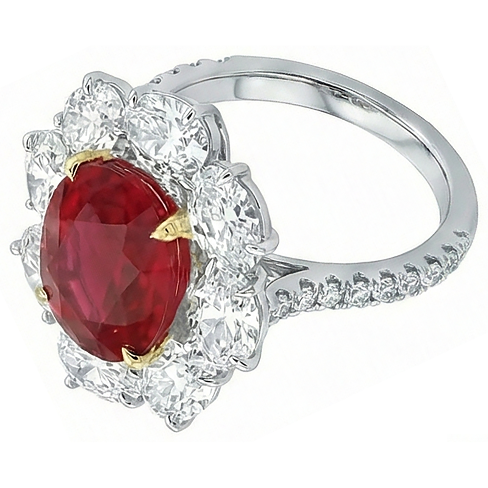 echter oval rubin 4.50Karat ring Detailansicht