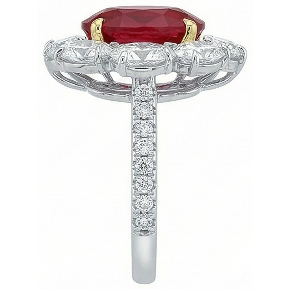 echter oval rubin 4.50Karat ring Draufsicht