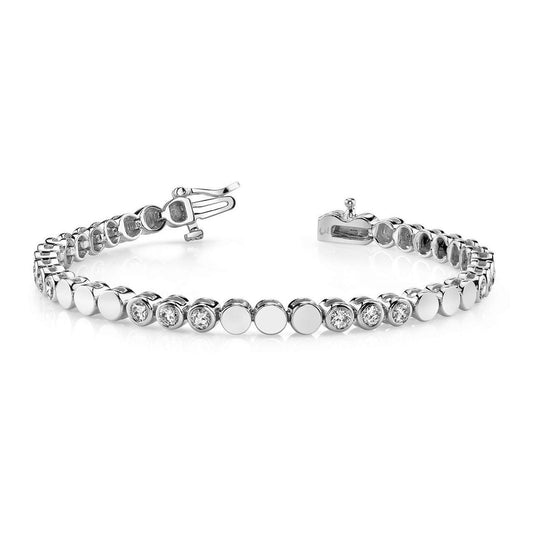 4,50 Karat Lünette Set Runder Dreifach-Echt Diamant-Armband Weißgold Schmuck