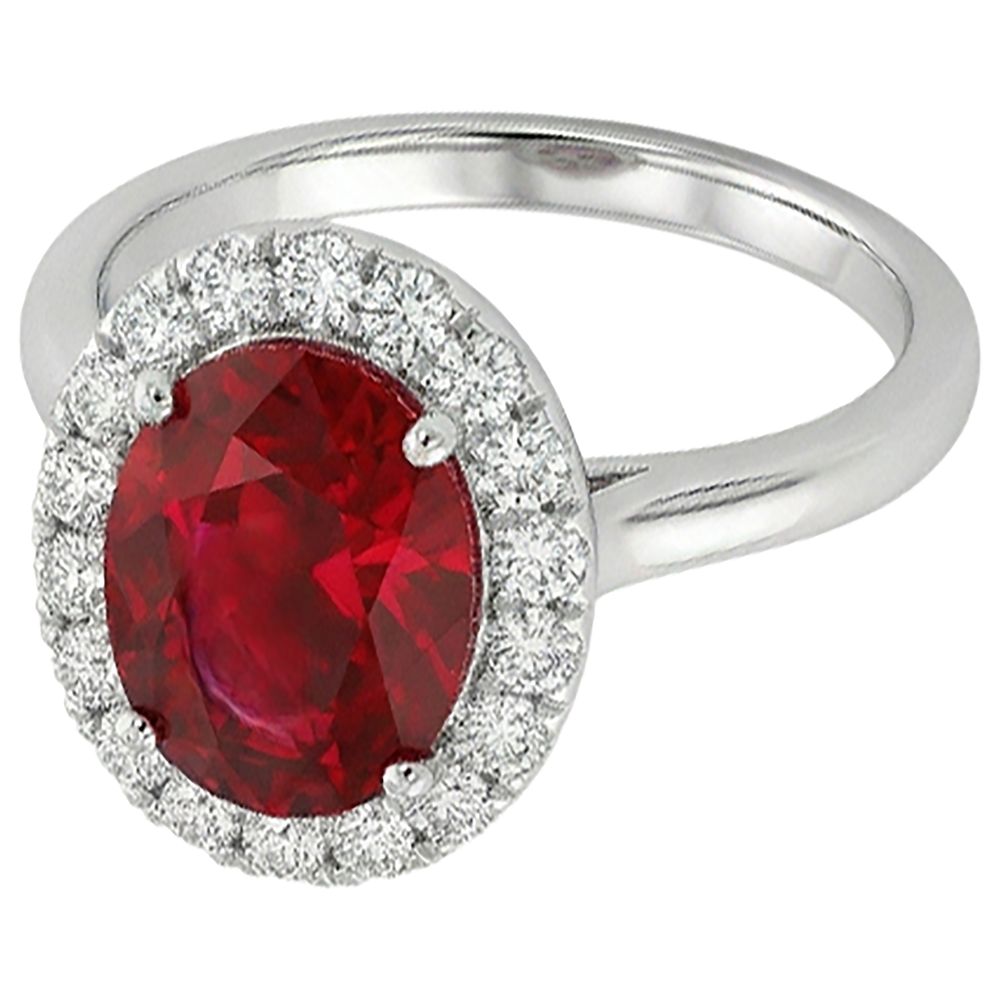 echter oval rubin 4.55Karat ring Seitenansicht