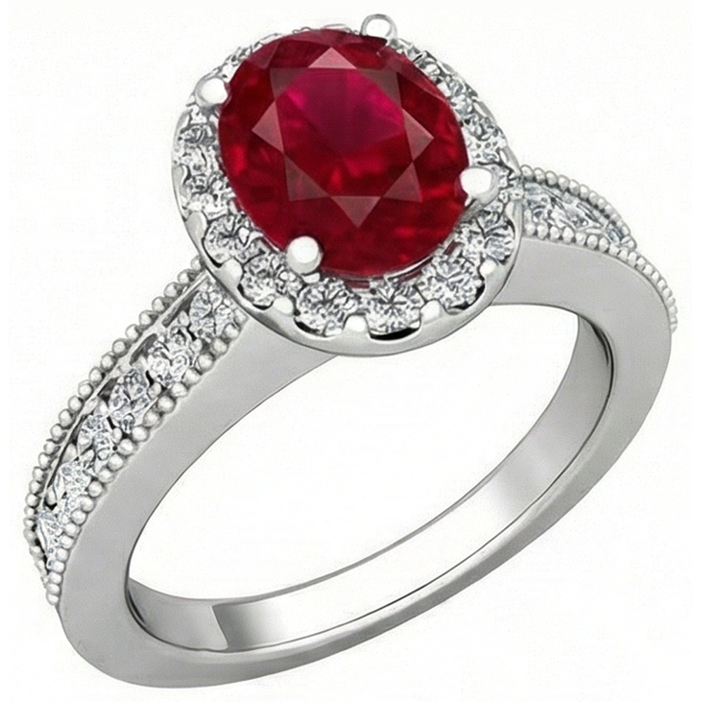 echter oval rubin 4.60Karat ring Seitenansicht