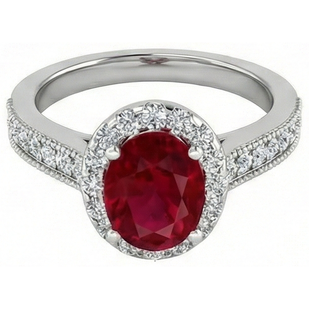 echter oval rubin 4.60Karat ring Detailansicht