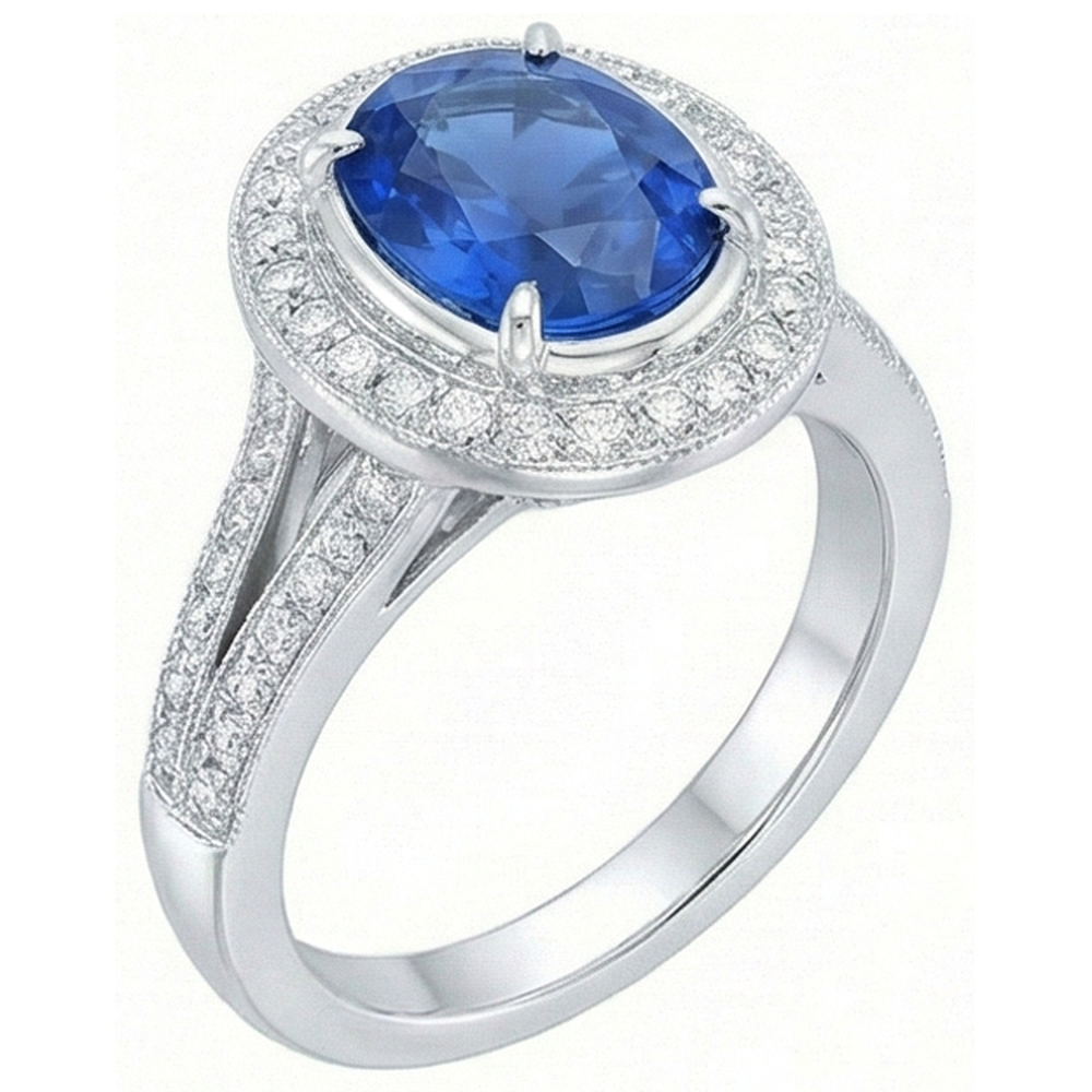 echter oval diamant 4.60Karat ring Seitenansicht