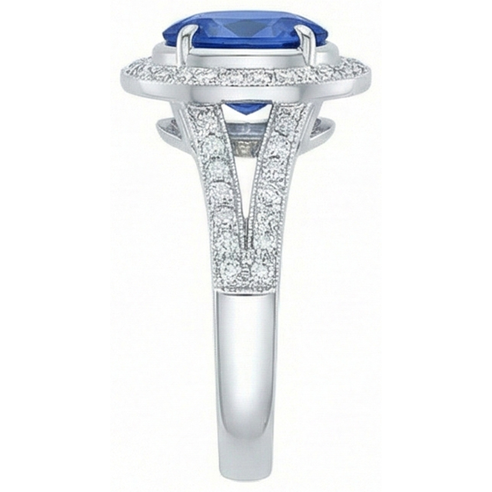 echter oval diamant 4.60Karat ring Profilansicht