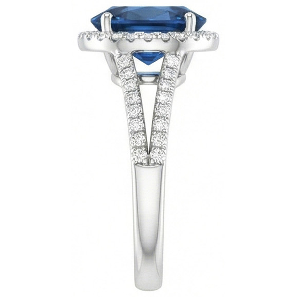 echter oval diamant 4.65Karat ring Profilansicht