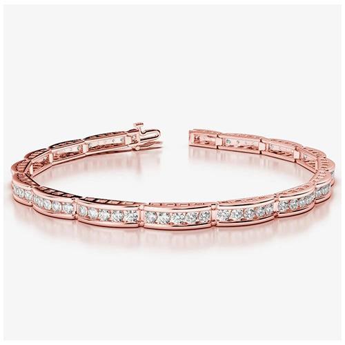 4,70 Karat Runde Echt Diamanten Im Brillantschliff Armband Roségold 14K