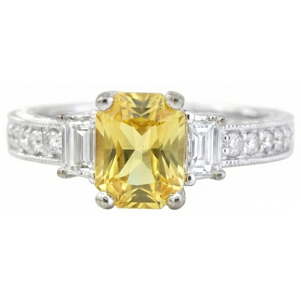 echter radiant saphir 4.75Karat ring Seitenansicht
