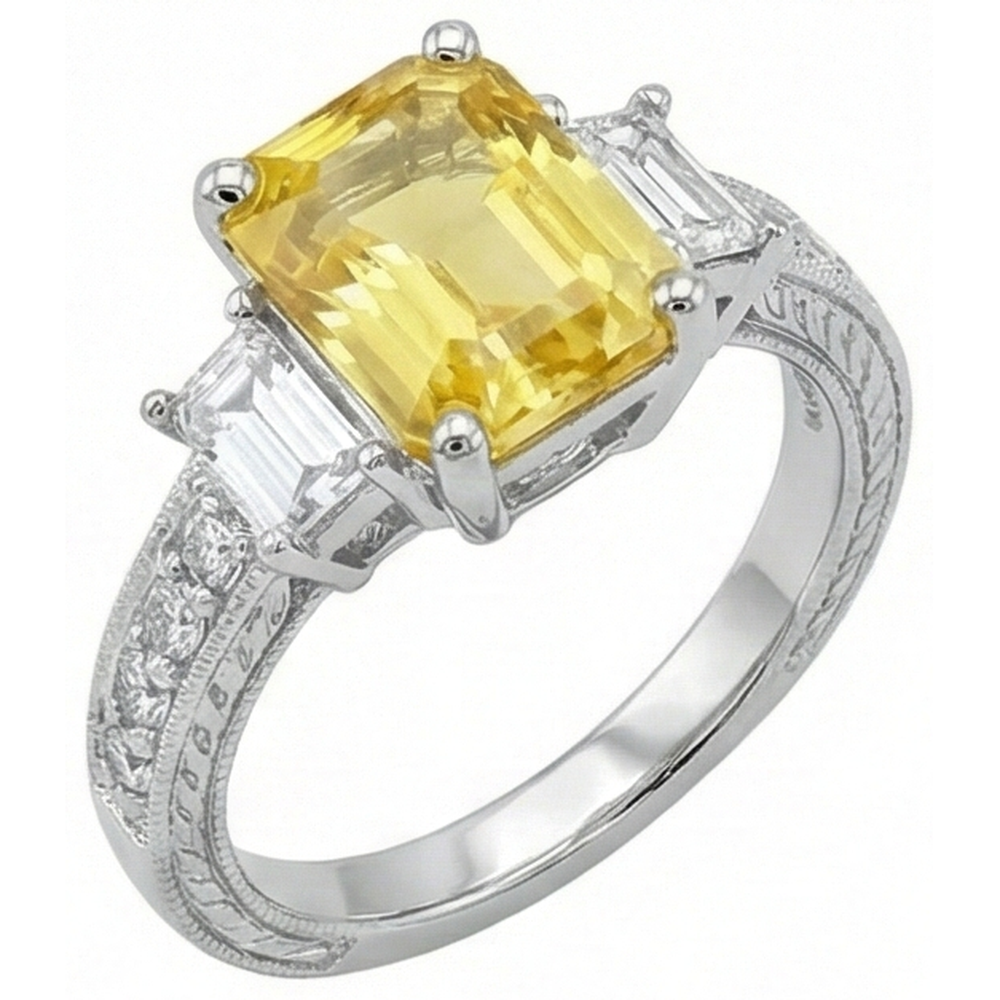 echter radiant saphir 4.75Karat ring Detailansicht