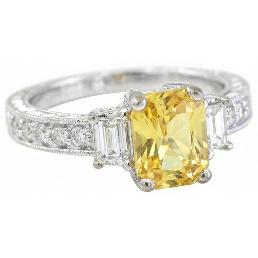echter radiant saphir 4.75Karat ring Draufsicht