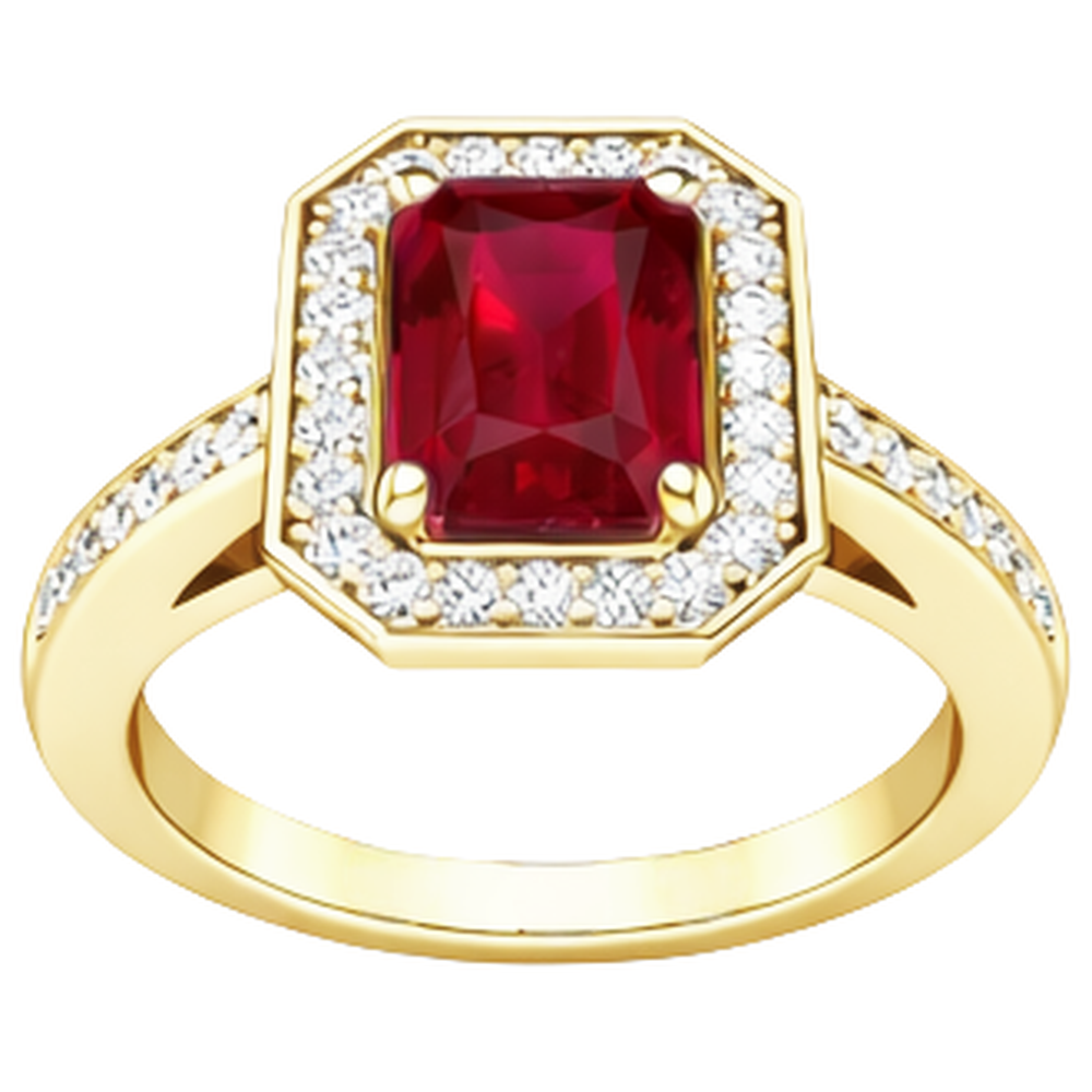 4,75 ct Roter Smaragdschliff Rubin Und Diamant Ehering Gelbgold