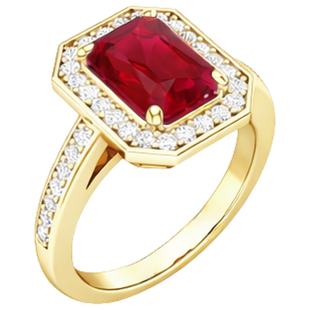 4,75 ct Roter Smaragdschliff Rubin Und Diamant Ehering Gelbgold