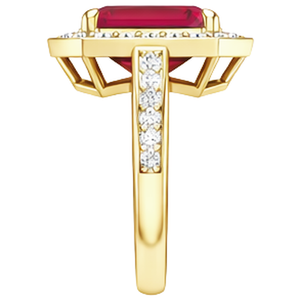4,75 ct Roter Smaragdschliff Rubin Und Diamant Ehering Gelbgold
