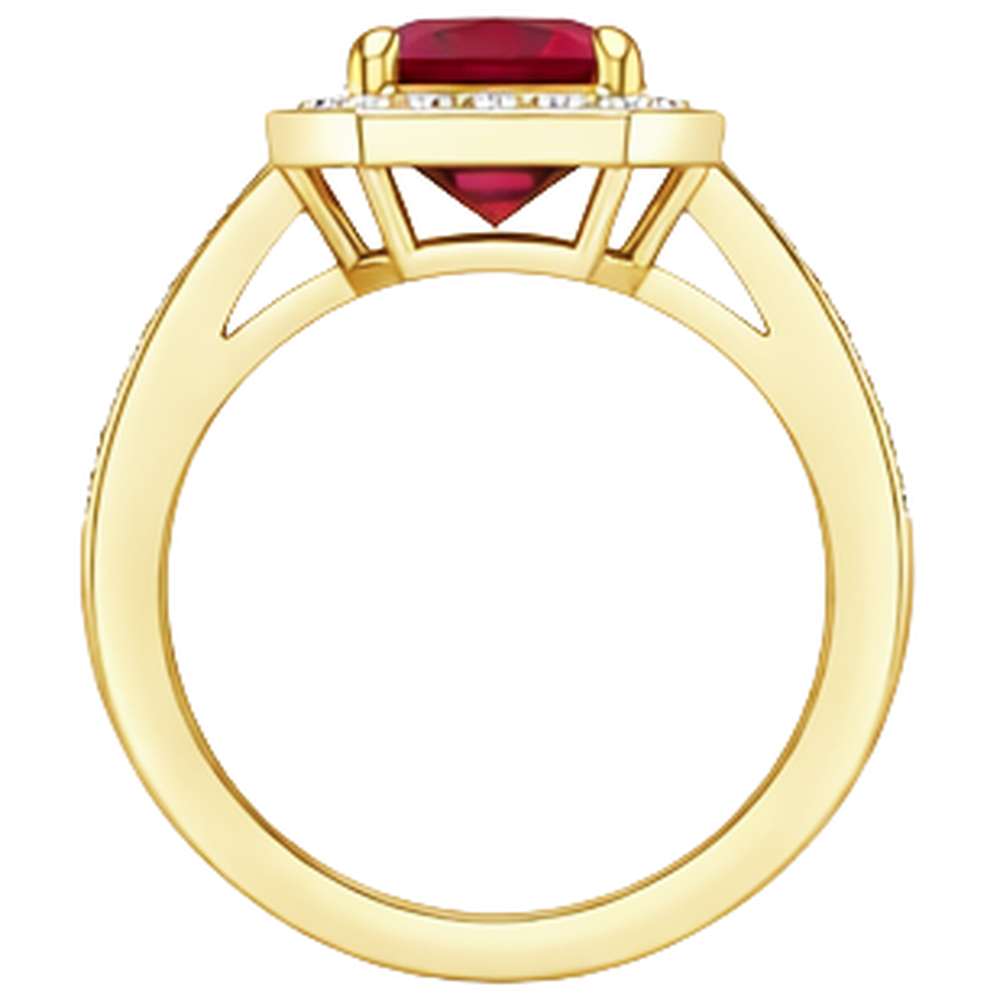 4,75 ct Roter Smaragdschliff Rubin Und Diamant Ehering Gelbgold