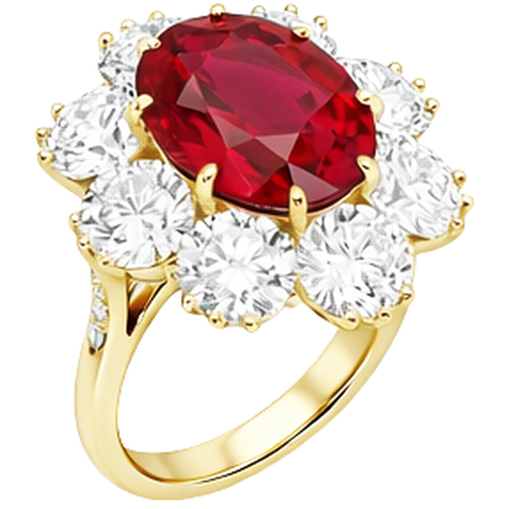 echter oval rubin 4.75Karat ring Detailansicht