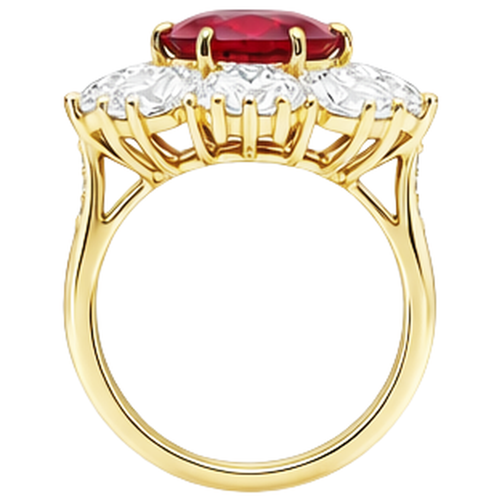 echter oval rubin 4.75Karat ring auf Weiß