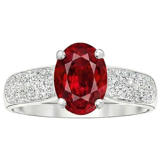 4,80 Karat Rubin mit Diamanten Ring Weißgold 14K