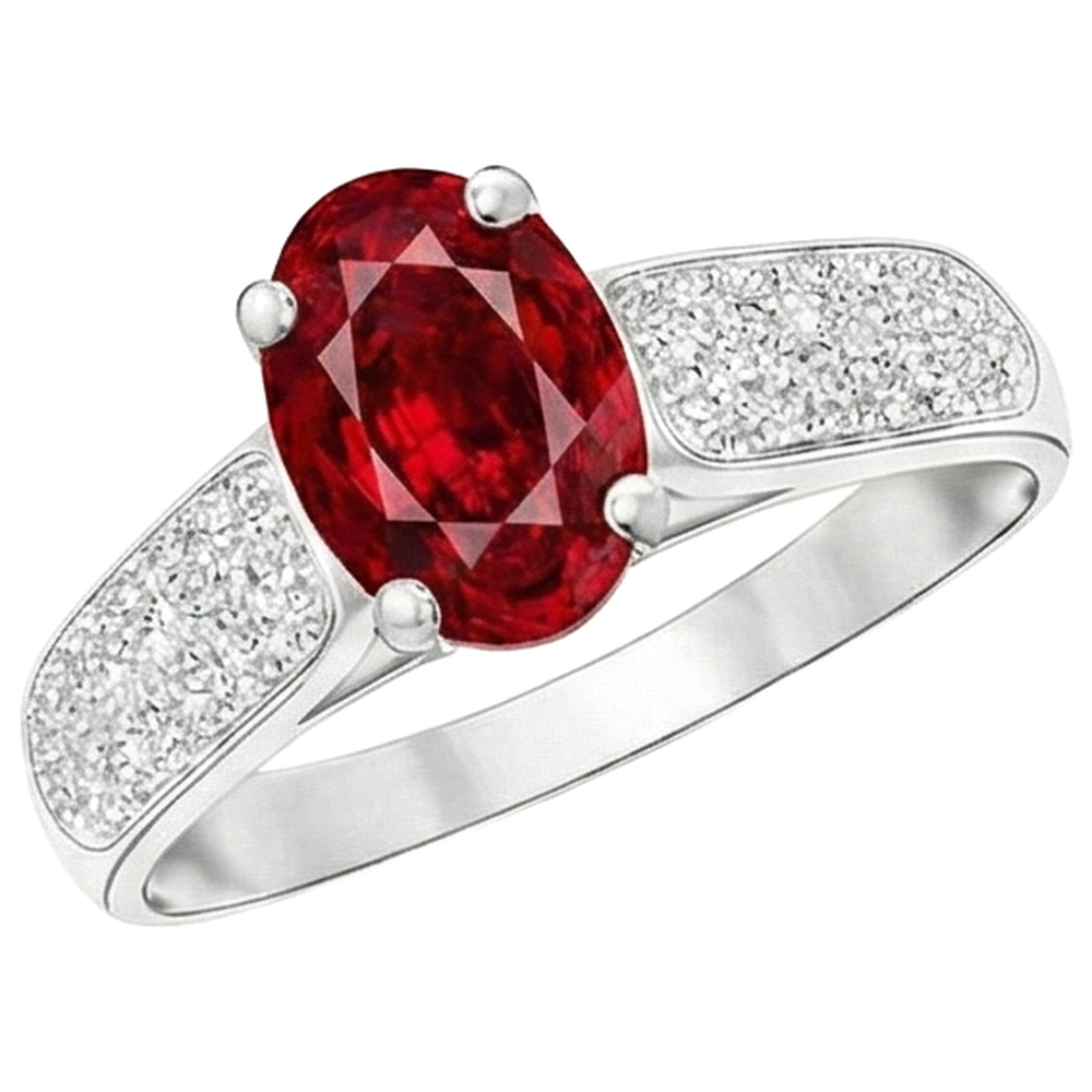 4,80 Karat Rubin mit Diamanten Ring Weißgold 14K