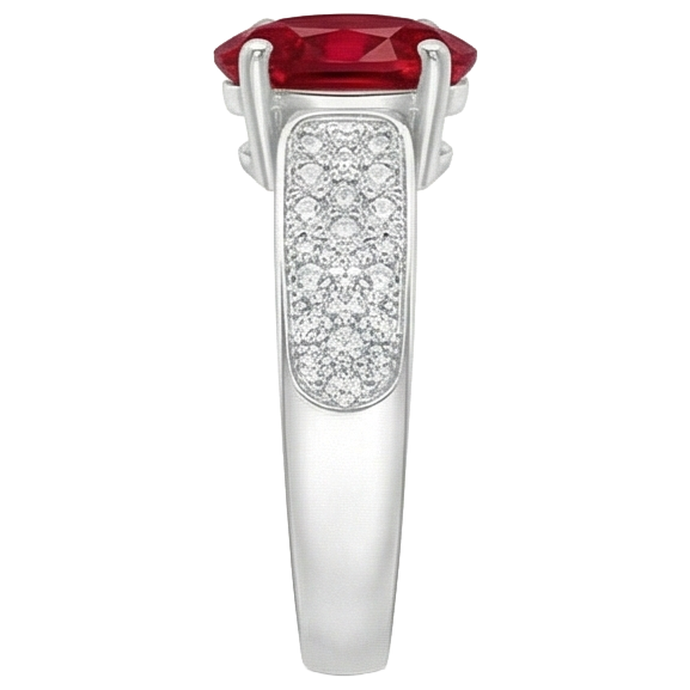 4,80 Karat Rubin mit Diamanten Ring Weißgold 14K