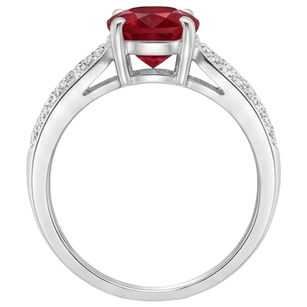 4,80 Karat Rubin mit Diamanten Ring Weißgold 14K